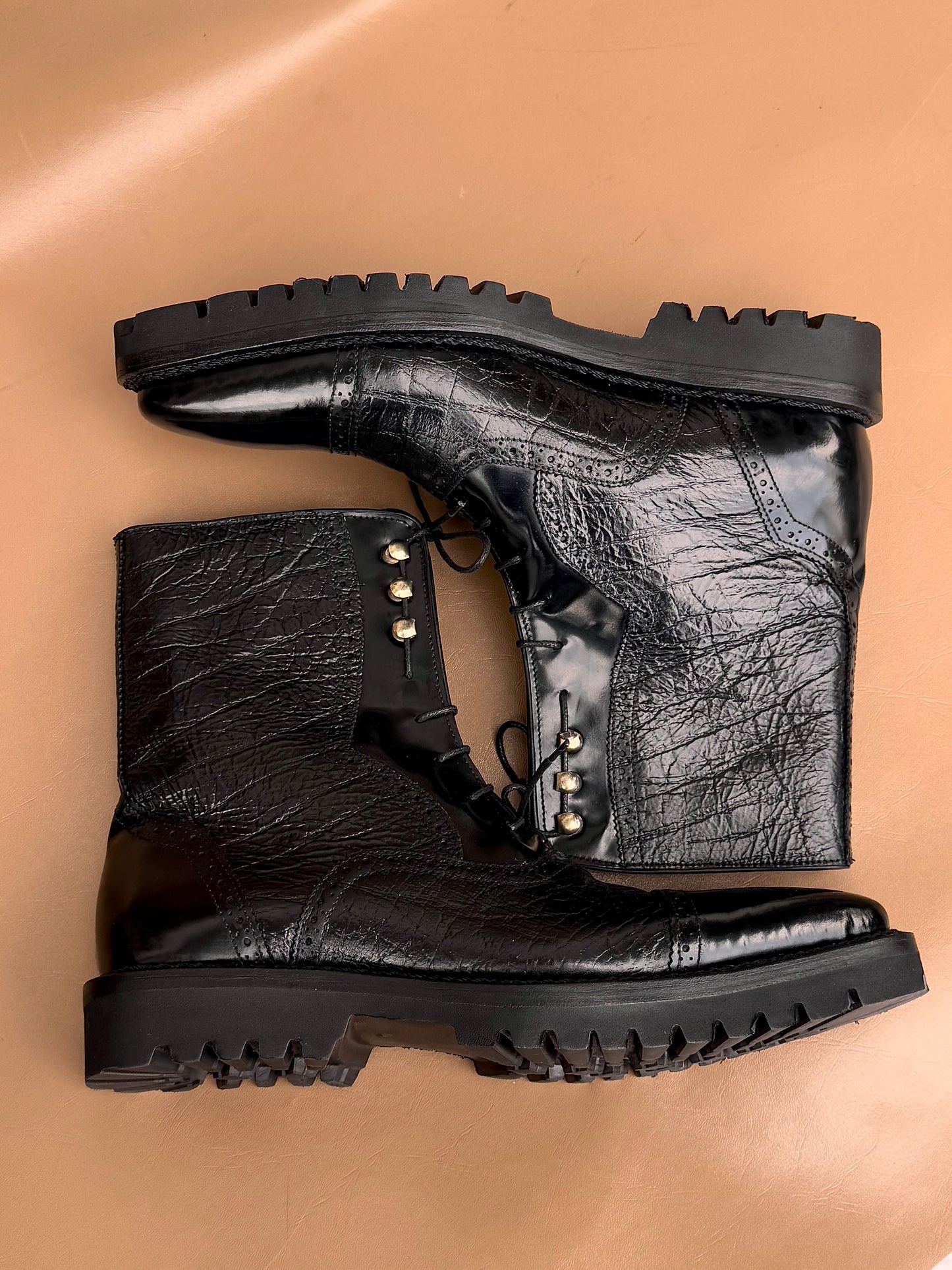 Black Norwegian Stitch Boots