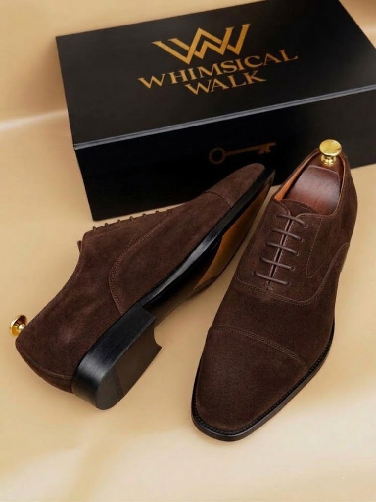 Dark brown suede oxford