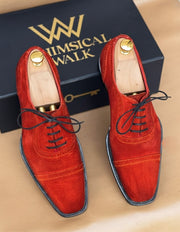 Orange suede oxford