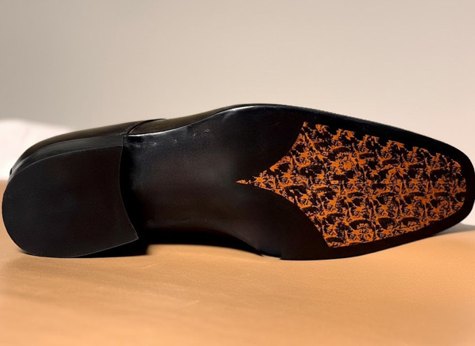 Black grain leather derby boots