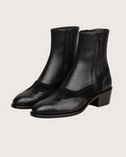 Black Cuban Heel Zip Boots for Men