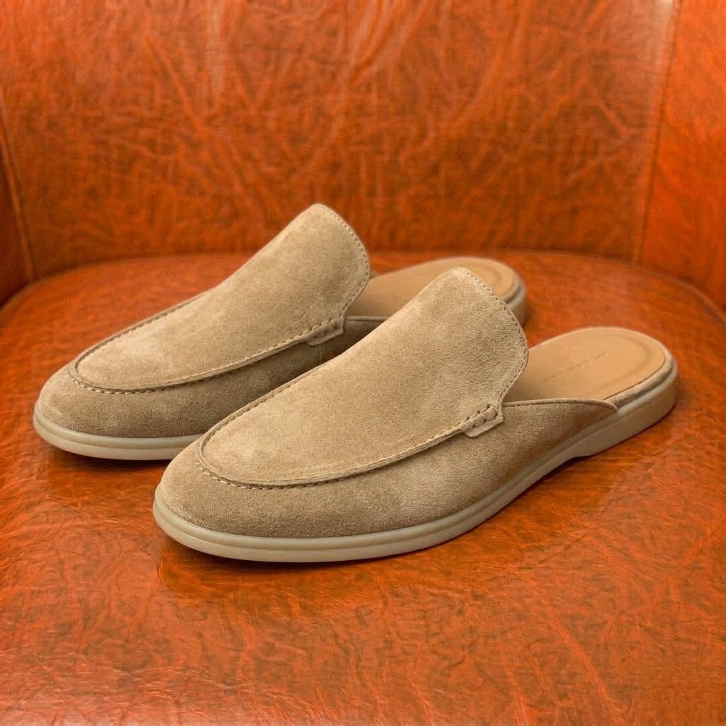 Beige suede mule