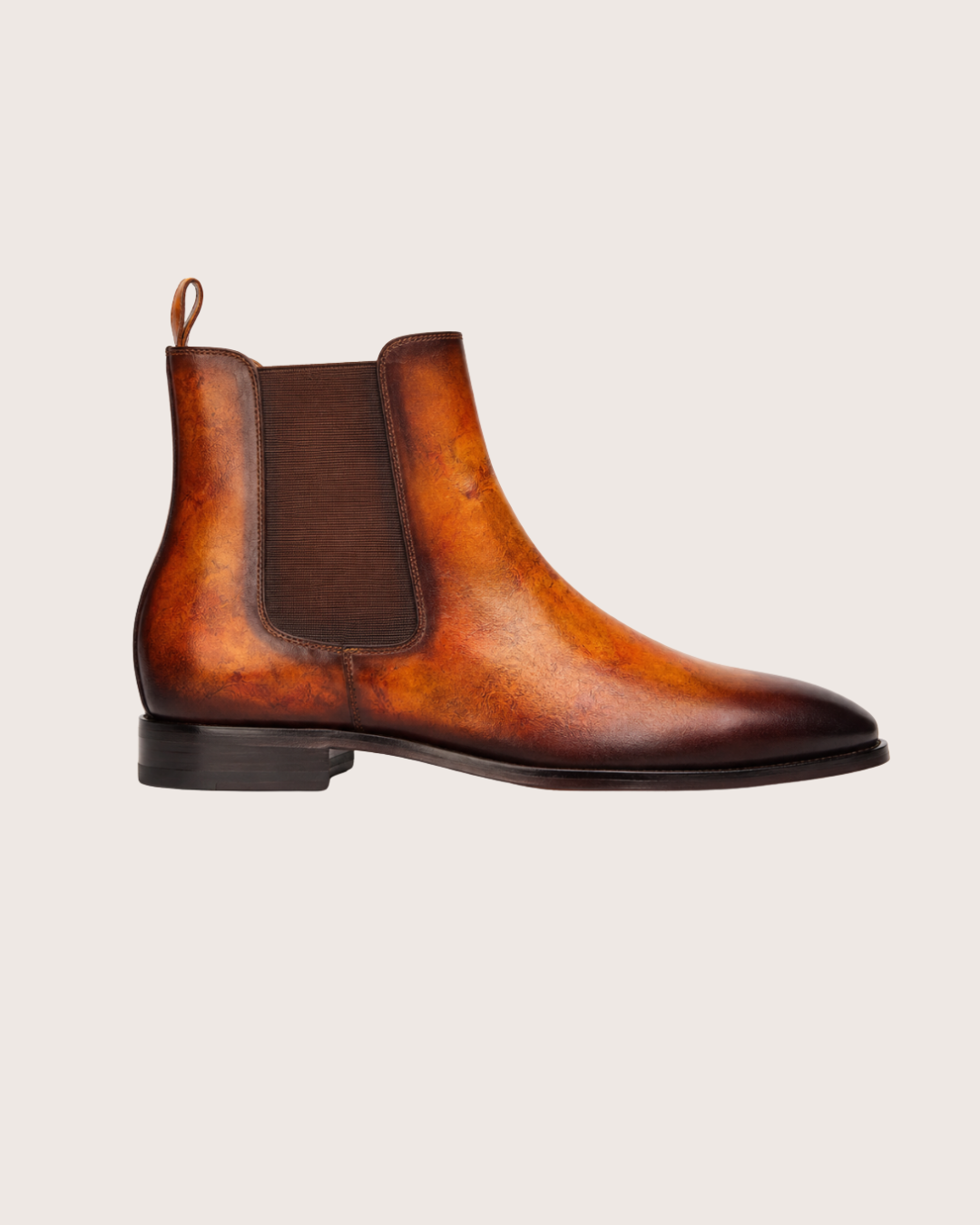 Brown patina Chelsea boots
