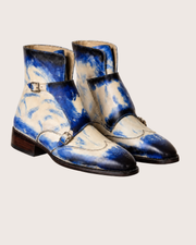 Blue Patina Monk Strap Boots for Men | Hand Welted