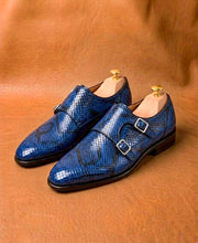Python skin double monkstrap