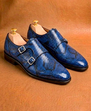 Python skin double monkstrap