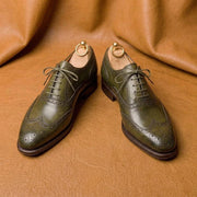 Olive green wingtip oxford
