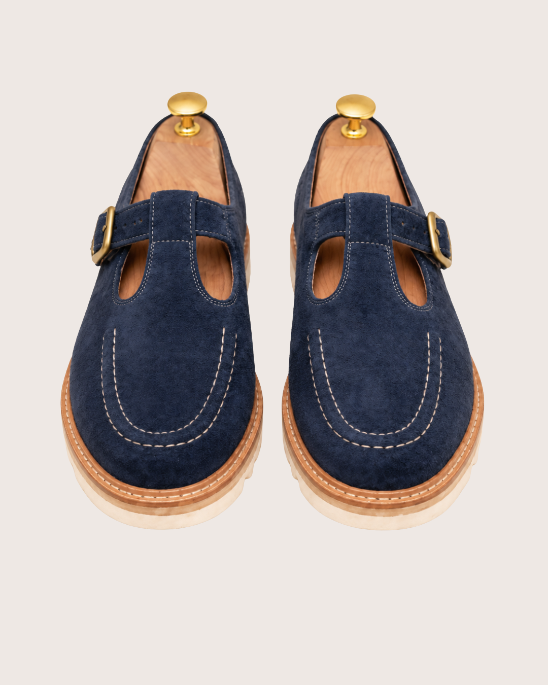 Navy blue strap loafers