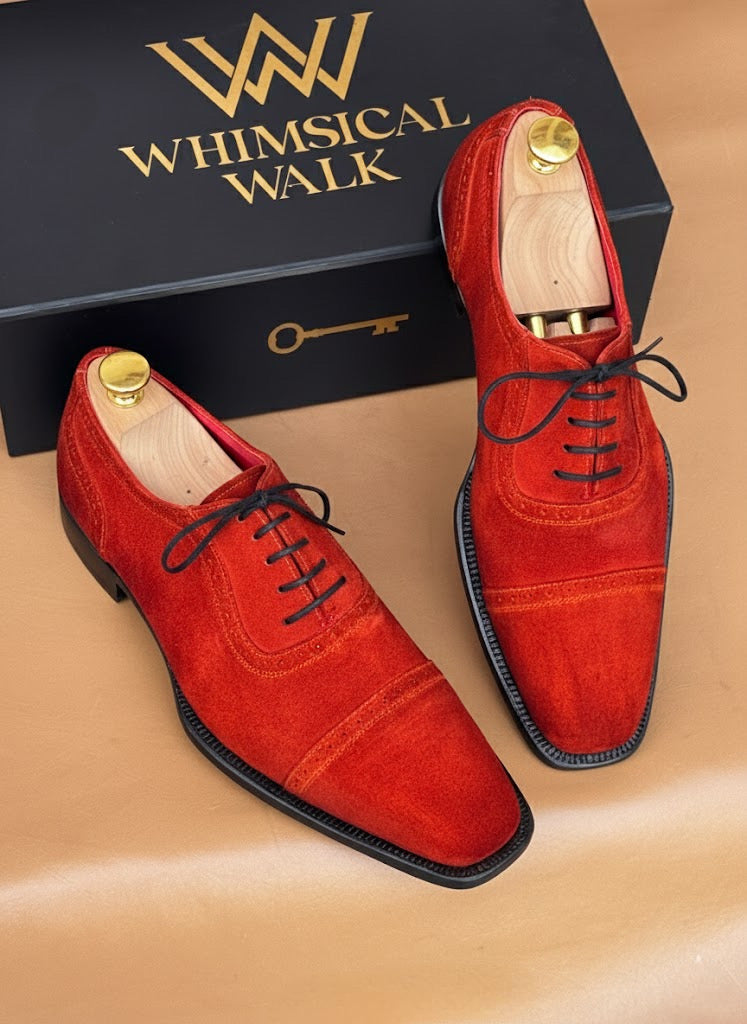 Orange suede oxford
