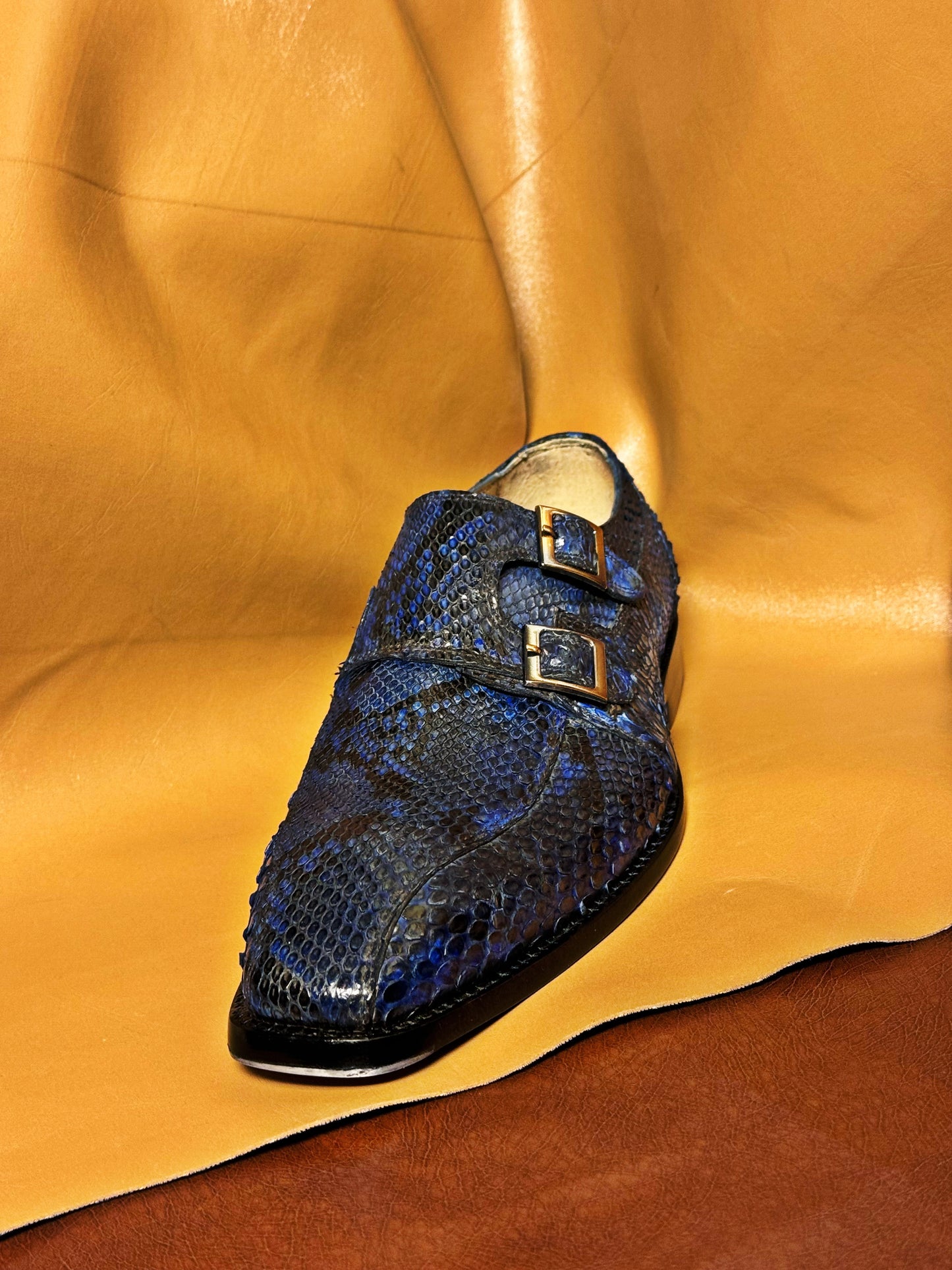 Python skin double monkstrap