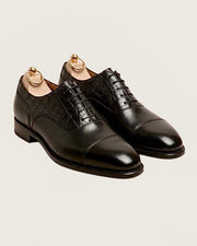 Black Crocodile cap-toe Oxford