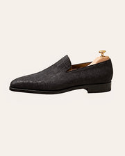 Black Crocodile Nubuck Loafers