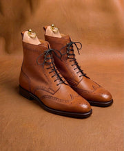 Tan Hatch Grain Derby Boots | Hand Welted & Resoleable