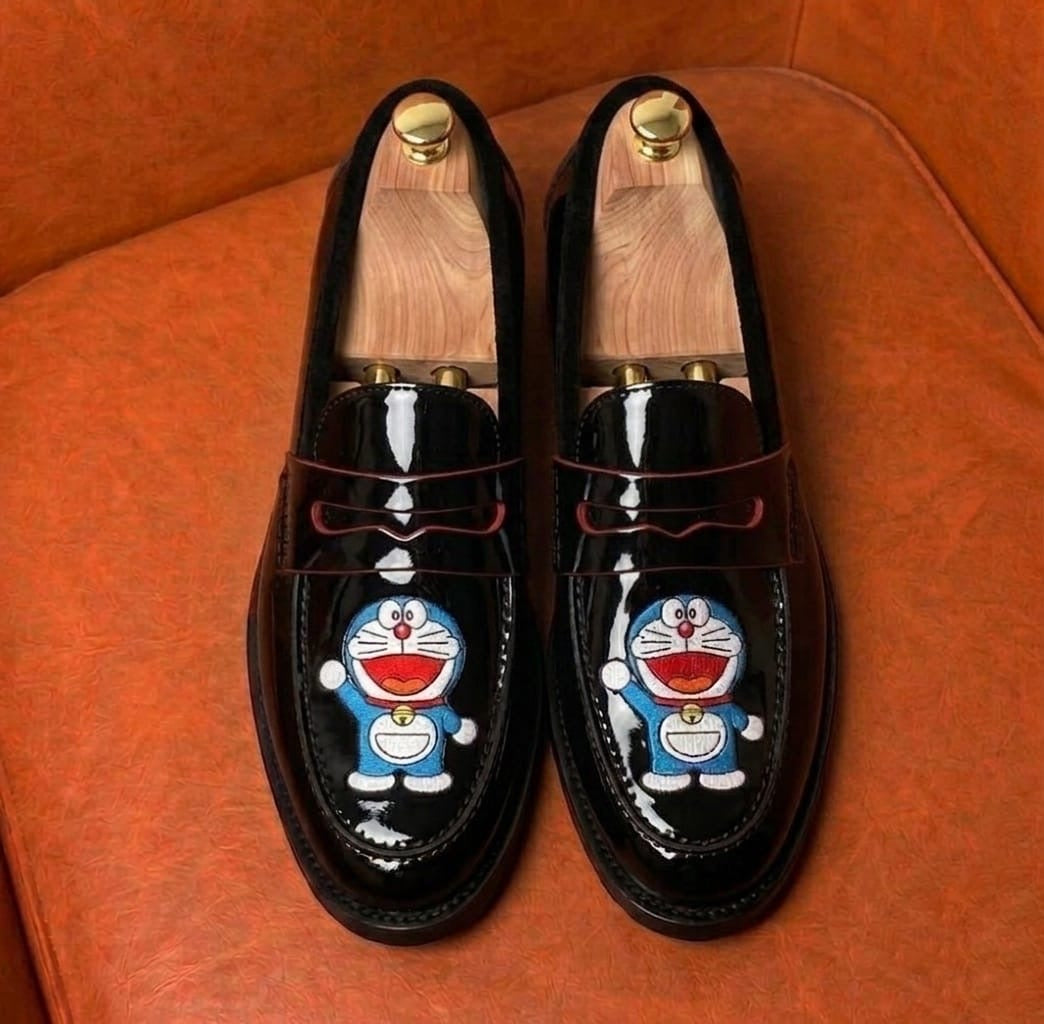 handmade novelty penny loafers for men, character inspired design