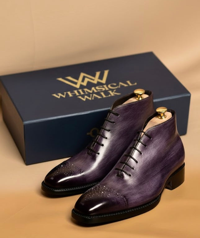 Purple patina chukka boots