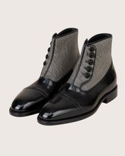 Black norwegian stitch button boots