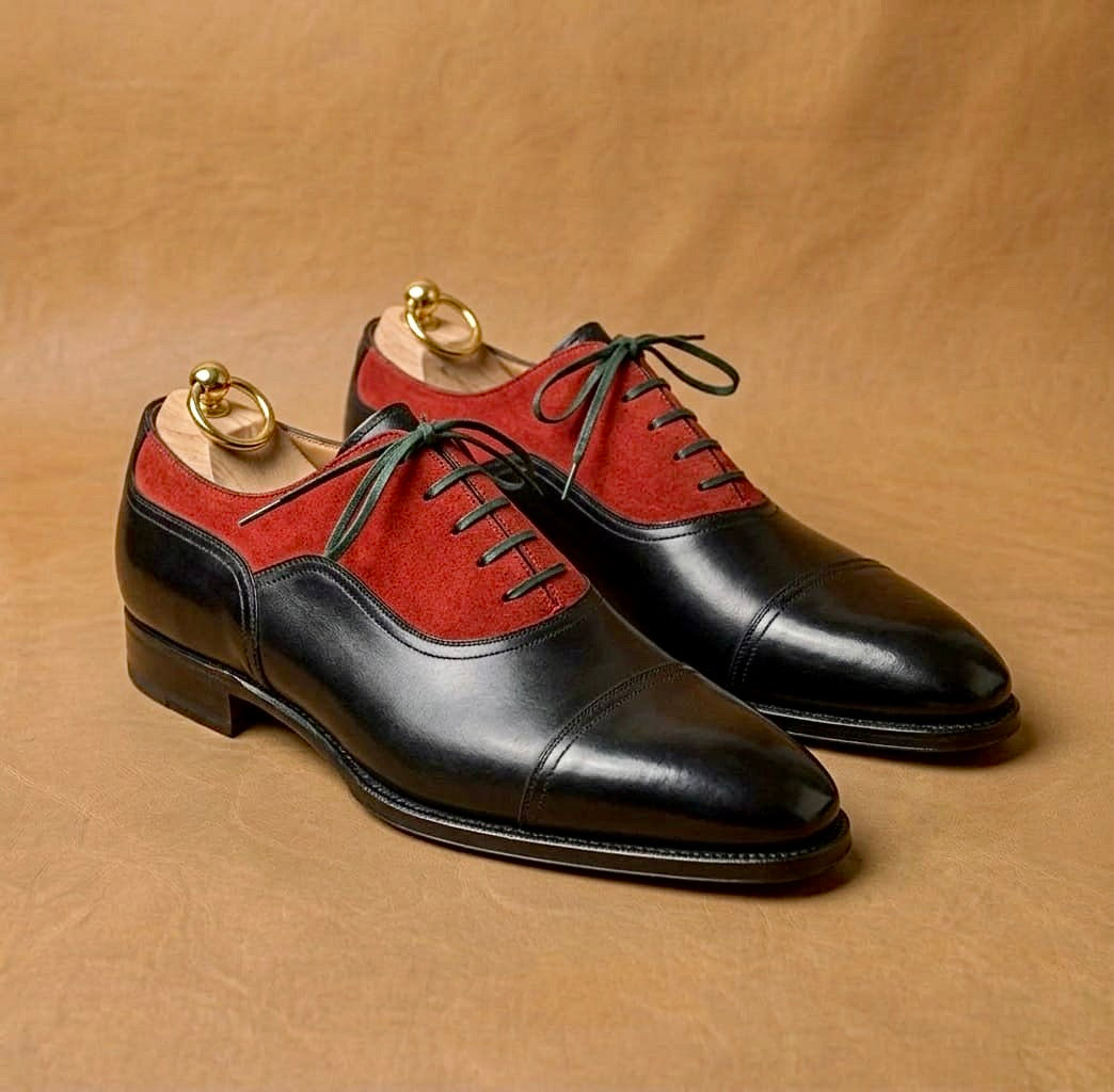 Red suede balmoral oxford