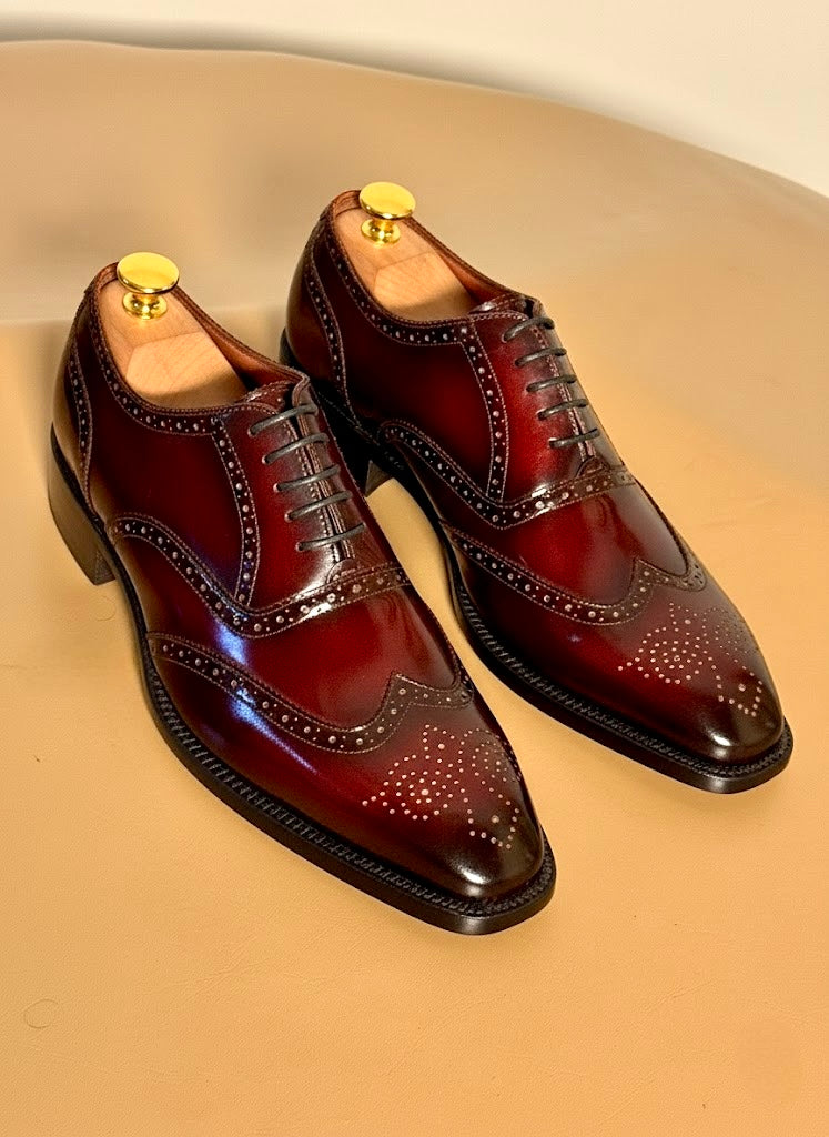 Burgundy wingtip oxford