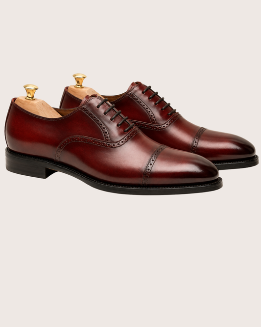 Burgundy cap toe oxford