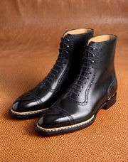 Black Norwegian stitched oxford boots