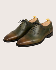 Green and brown patina oxford
