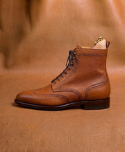 Tan Hatch Grain Derby Boots | Hand Welted & Resoleable