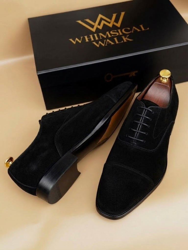 Black suede oxford