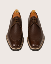 Brown grains leather norwegian stich split toe derby