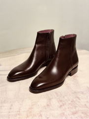 Coffee brown zipper boot