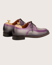 Gray Patina Purple Highlights Norwegian Stitch Derby Shoes