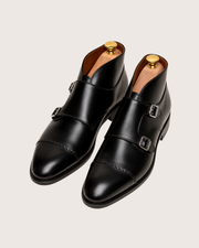 Black monkstrap boots