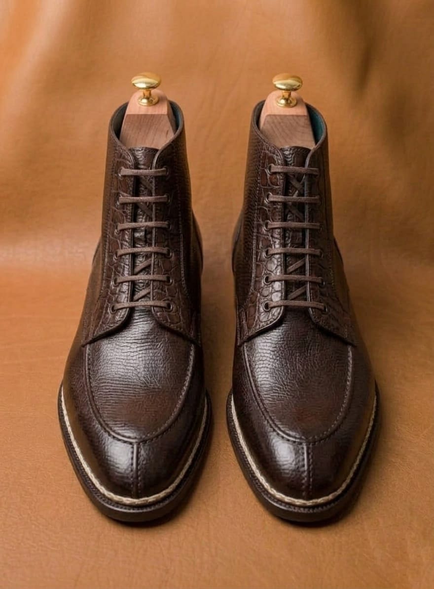 Brown Norwegian Stitch Derby Boots