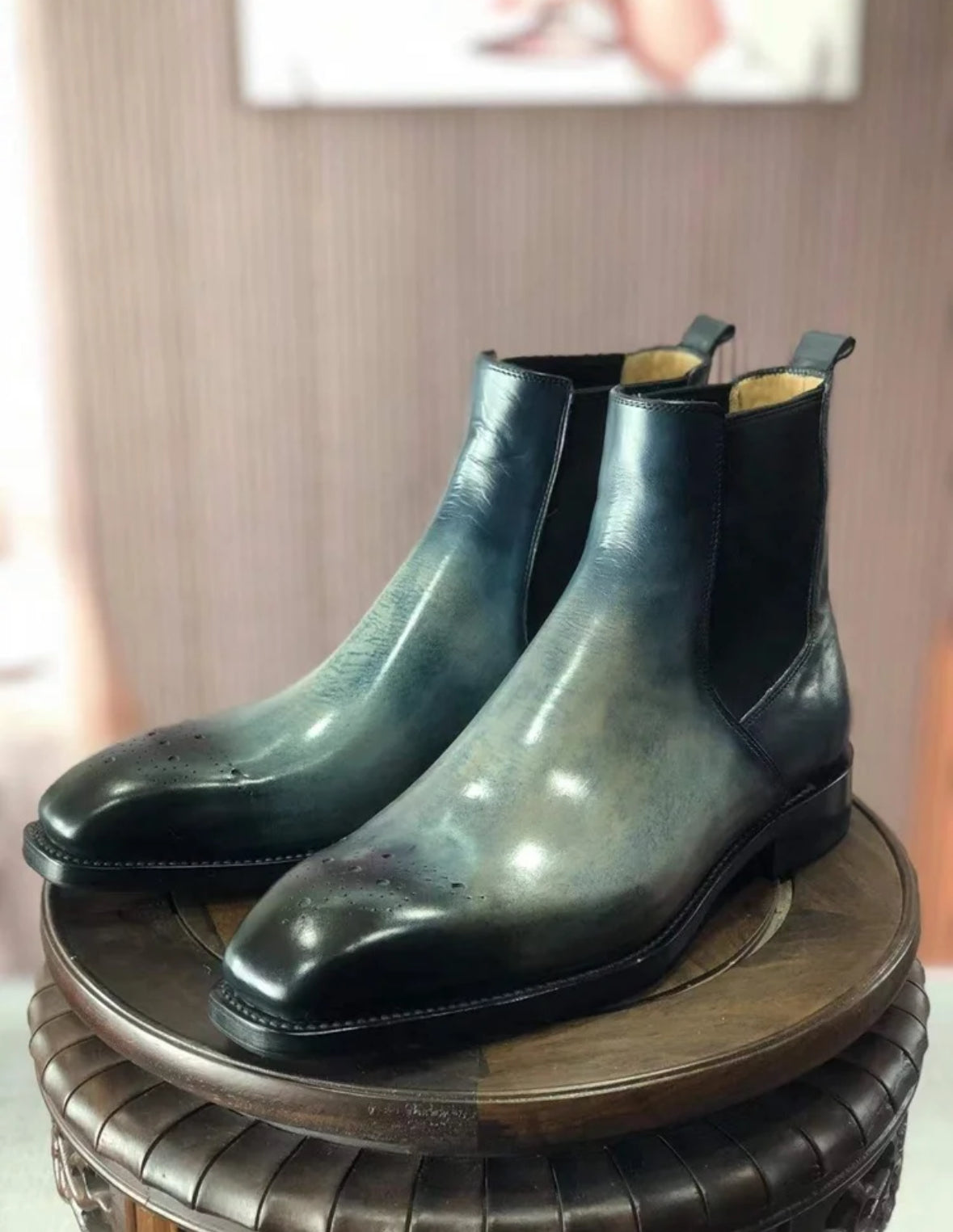 Galaxy patina chelsea boots