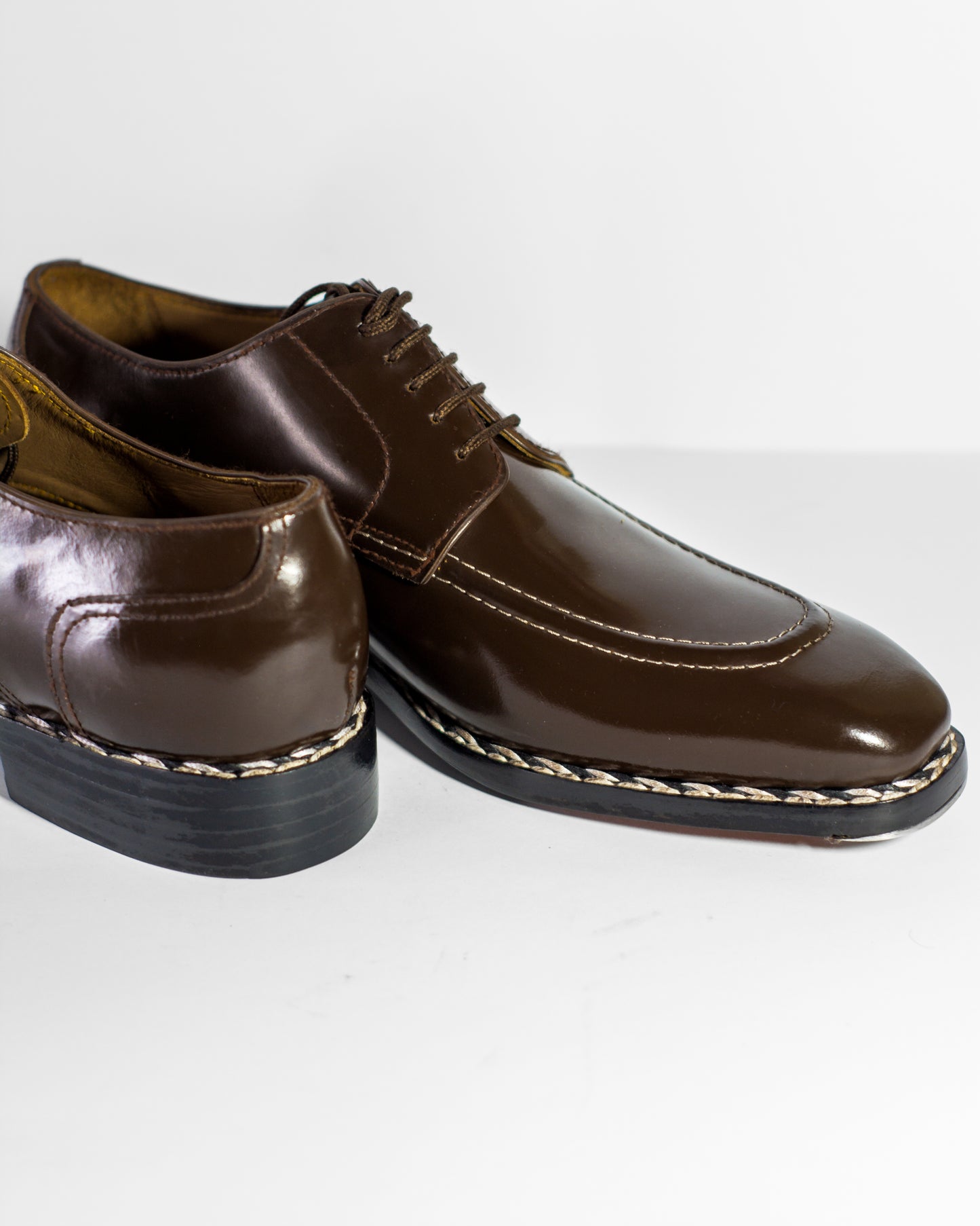 Brown Norwegian stitch derby shoes with steal toe