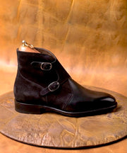 Black Suede Monkstrap Boots