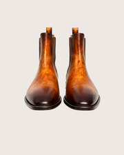 Brown patina Chelsea boots