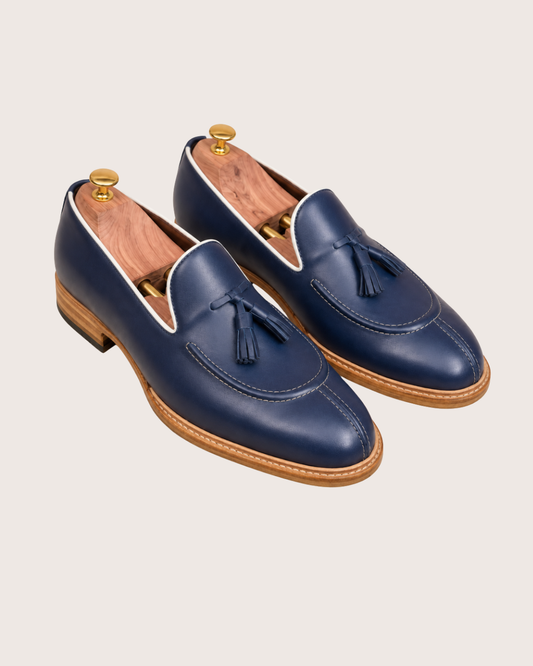 Blue Splittoe Tassels Loafers