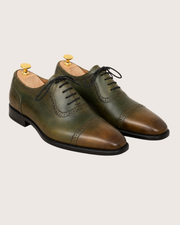 Green and brown patina oxford
