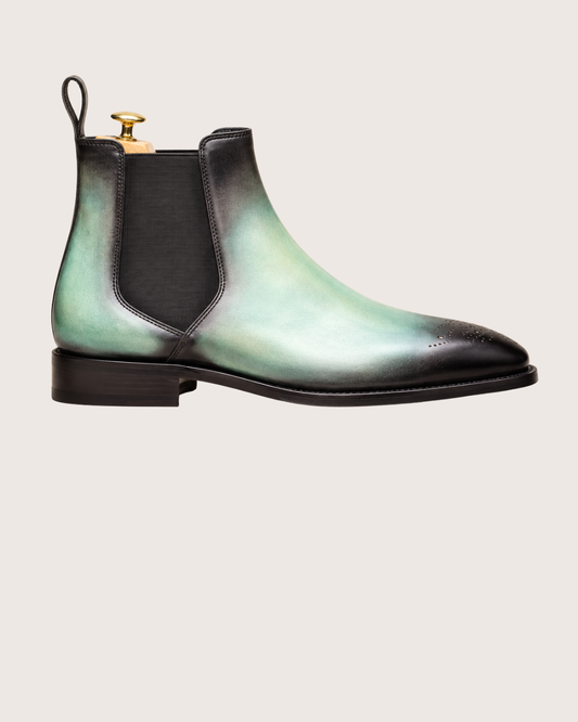 Cyan green chelsea boots