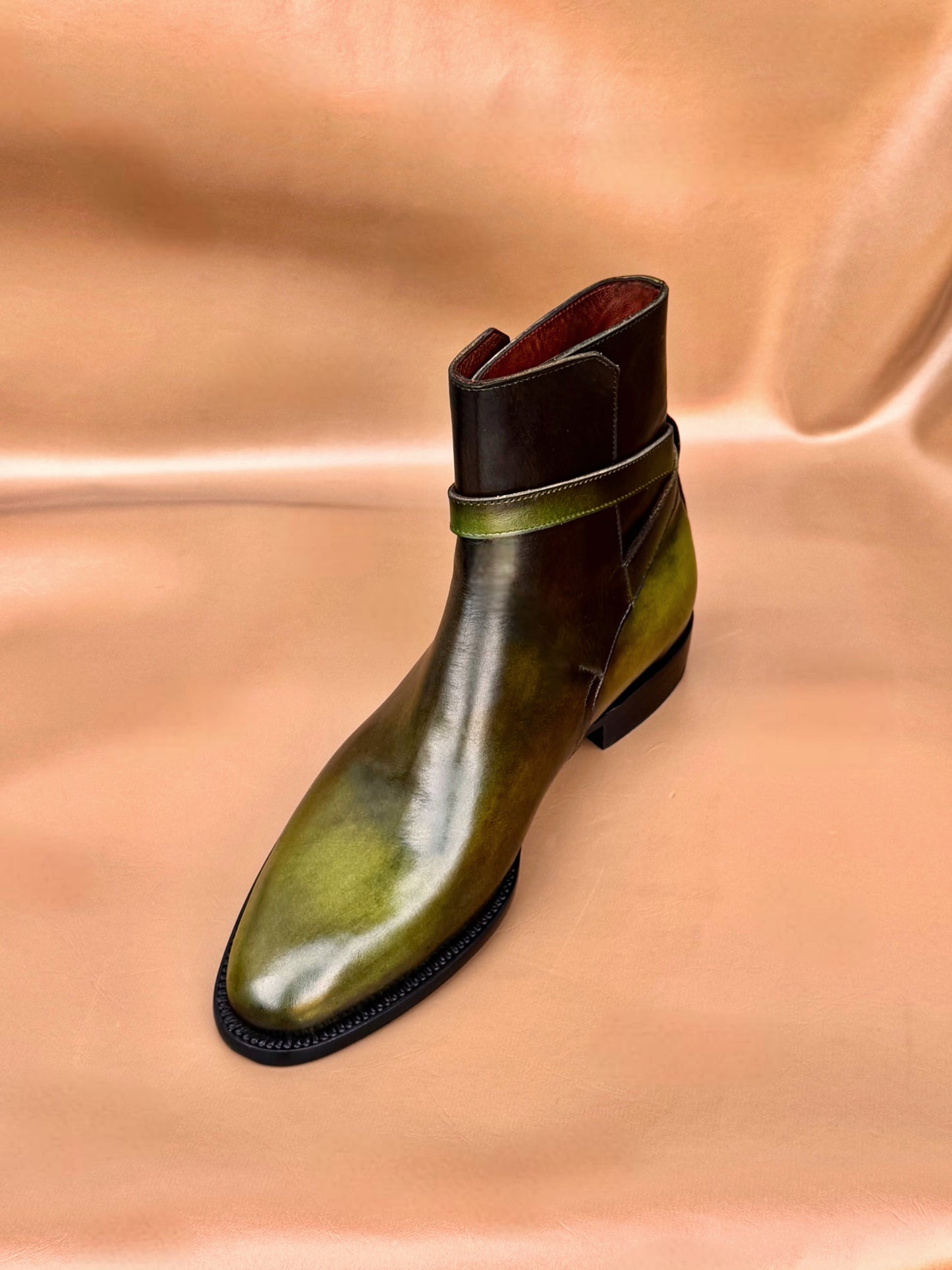 Green and brown patina jodhpur boots