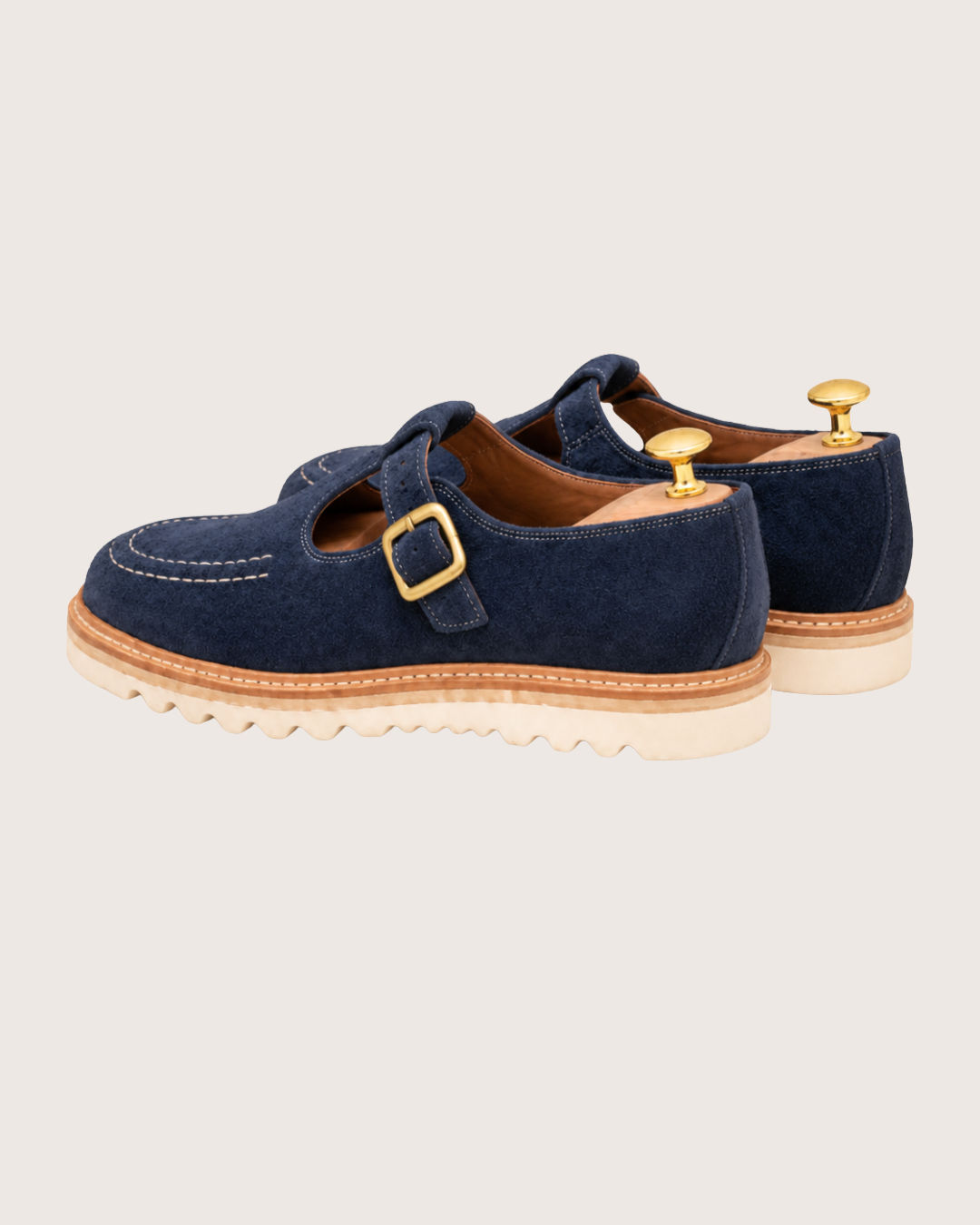 Navy blue strap loafers