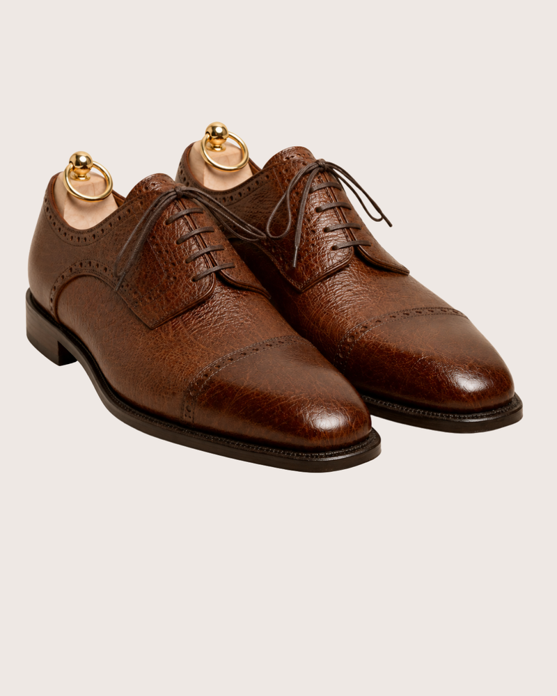 Brown semi-brogue derby