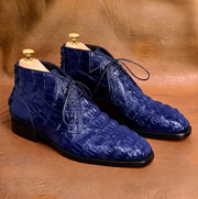 Navy Blue Crocodile Chukka Boots