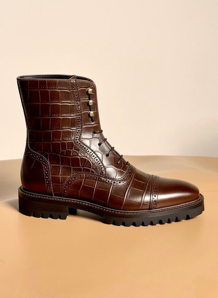 Dark brown Norwegian stitch boots