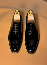 Black patent wholecut oxford