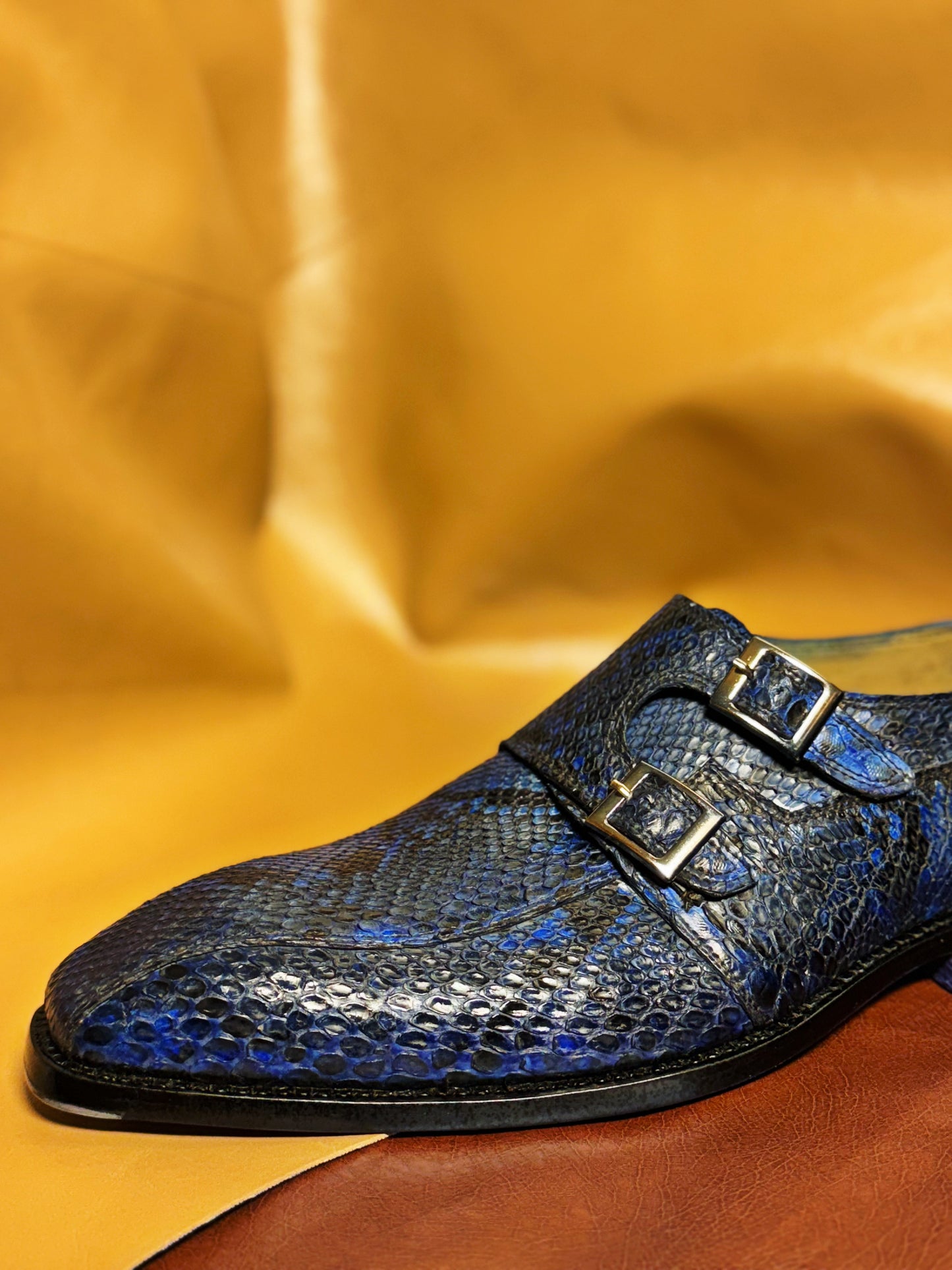 Python skin double monkstrap