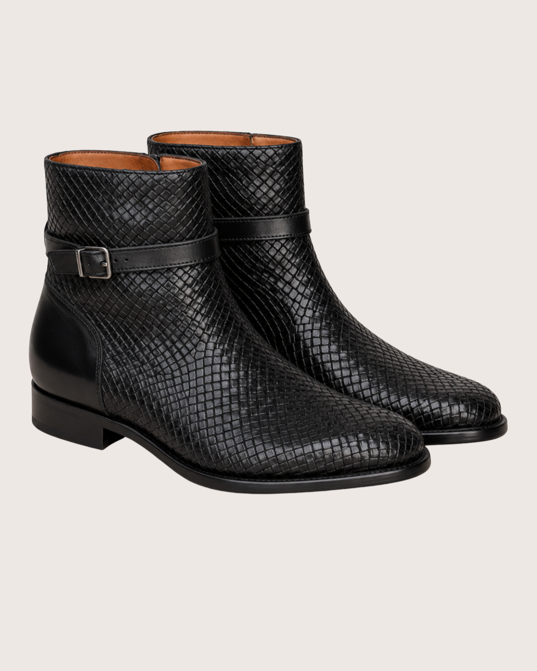 Black woven boots