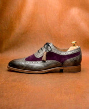 Gray and purple oxford