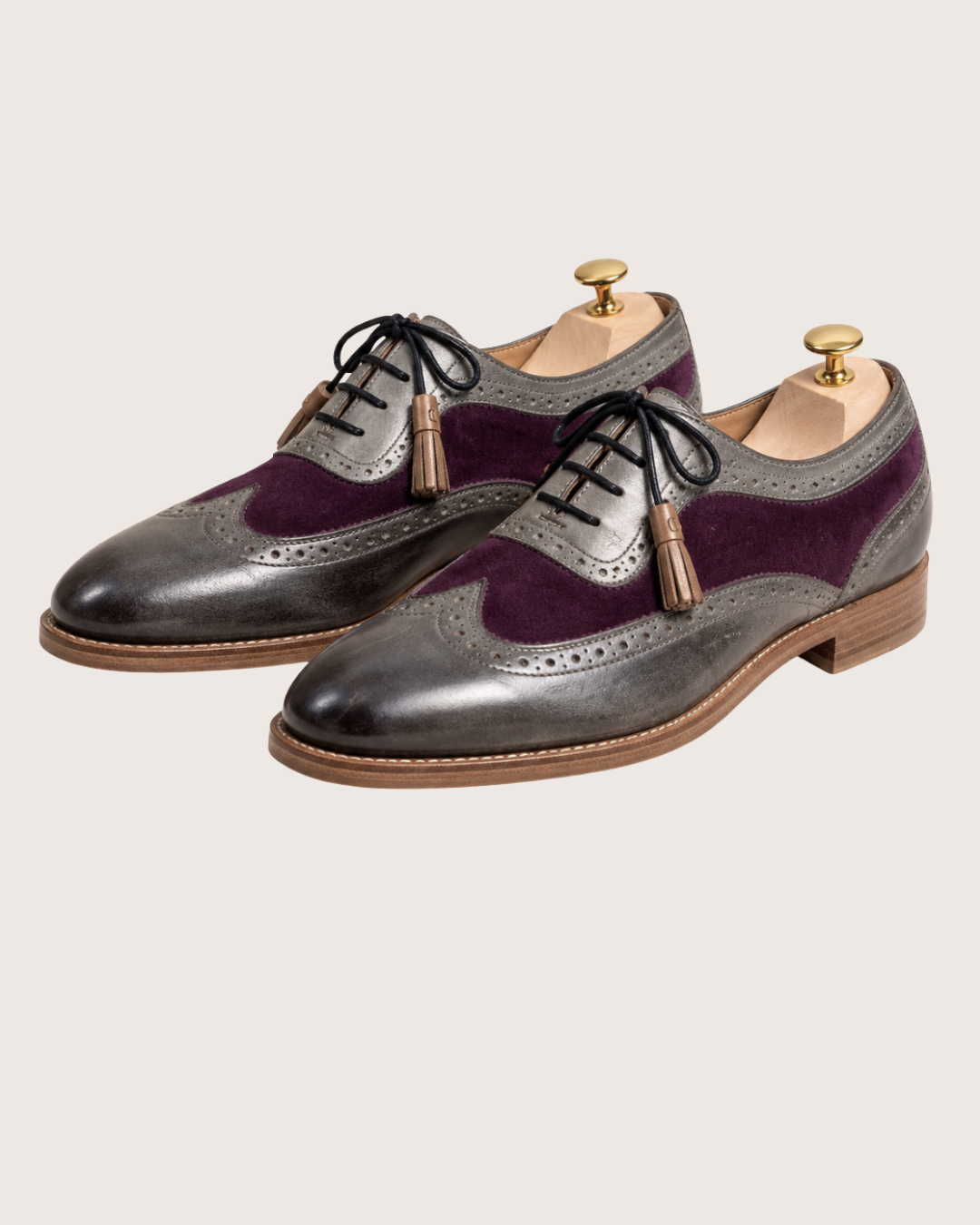 Gray and purple oxford