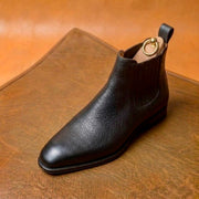 Black grain leather Chelsea boots